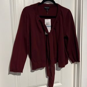 Wine burgundy  colored sweater wrap coverup with tie